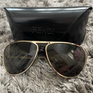 Fendi aviator framed gold sunglasses
